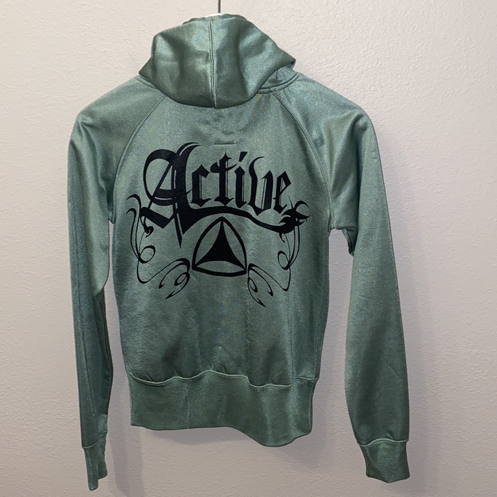 Vintage Active Skate shop Hoodie size small zip up green‎